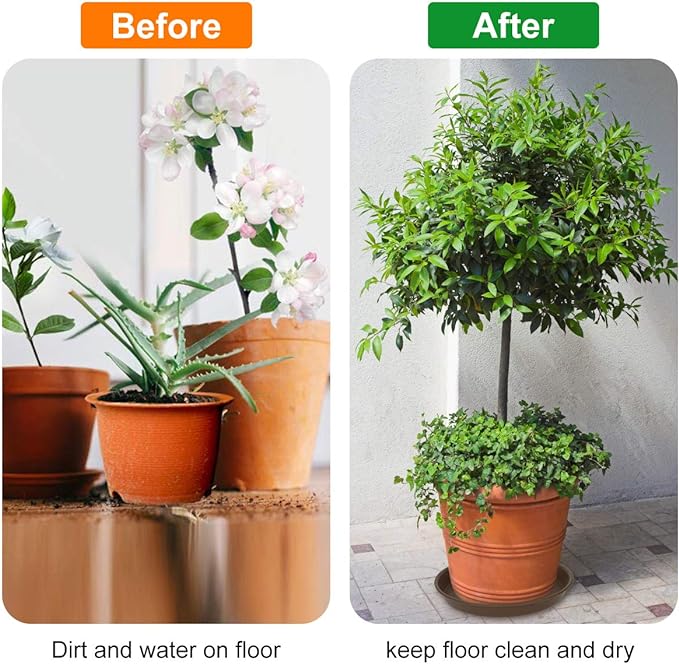 TITE Plant Saucer 10 inch, Heavy Large Planter Durable Thicker Plastic Plant Trays for Indoors and Outdoor, Plant Saucer Drip Trays,Brown(10" - 3 Pack)