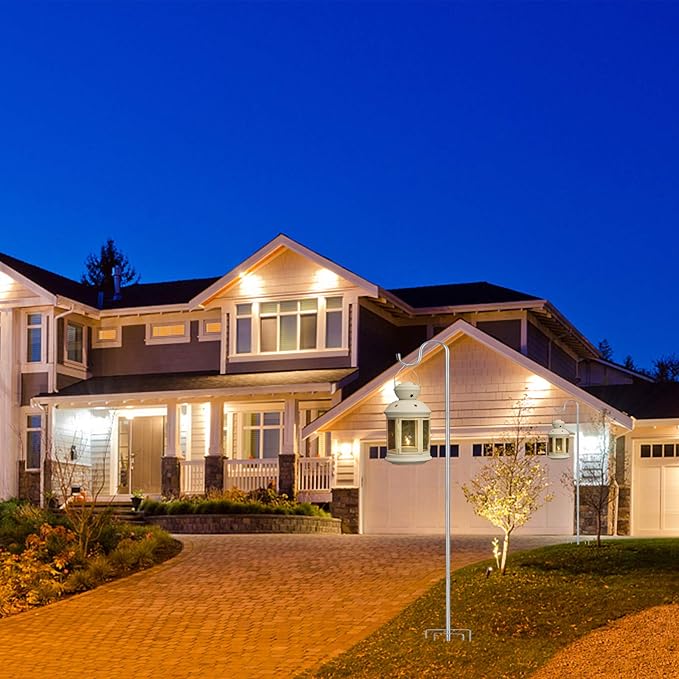 Shepherds Hook for Outdoor, 94 Inch Tall & 5/8 Inch Diameter Stainless Steel Heavy Duty Poles to Hang Outdoor Lights with 5 Prongs Base, Suitable for Bird Feeders or Wedding Decors(1pack)