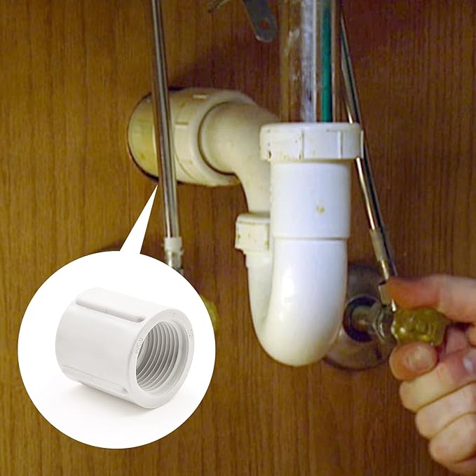 10 PCS PVC Threaded Pipe, 1/2" Female Pipe Coupling,PVC Pipe Connectors,PVC Pipe Fitting for Sprinkler,Irrigation,Swimming Pools