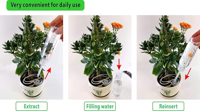 Plant Watering Reservoir, Suitable for Everyday and Holiday use, Automatic drip Irrigation with microadjuster Switch for Indoor and Outdoor，Large and Small Plants (Pack of 6)