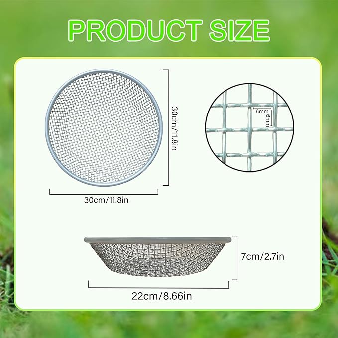 1/4 Inch Compost Sifter for Garden Sand Soil, Garden Potting Mesh Sieve Sifting Pan,Soil Sifter Mesh Gardening Tool Best for Plants and Flowers Growth