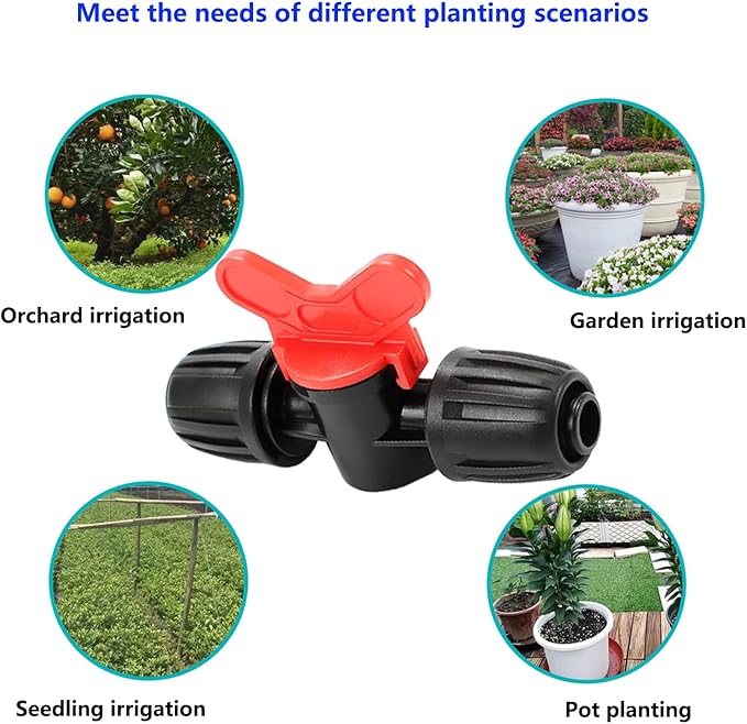 10Pcs Drip Switch Valve, In Line Barb Switch Valve for 1/2 Inch Drip Pipe (1/2" ID x0.64'' OD), Leak-Proof Direct Irrigation Component for Garden Systems