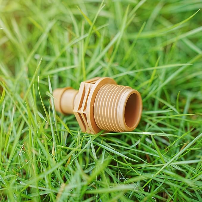 12 Pieces 3/4 Inch PVC to 1/2 Inch Drip Irrigation Adapter Fittings, 3/4" Male Pipe Thread(MPT) x 1/2" Drip Line Barbed Coupling Connectors 3/4-in PVC to 1/2-in Poly Tubing Adapter