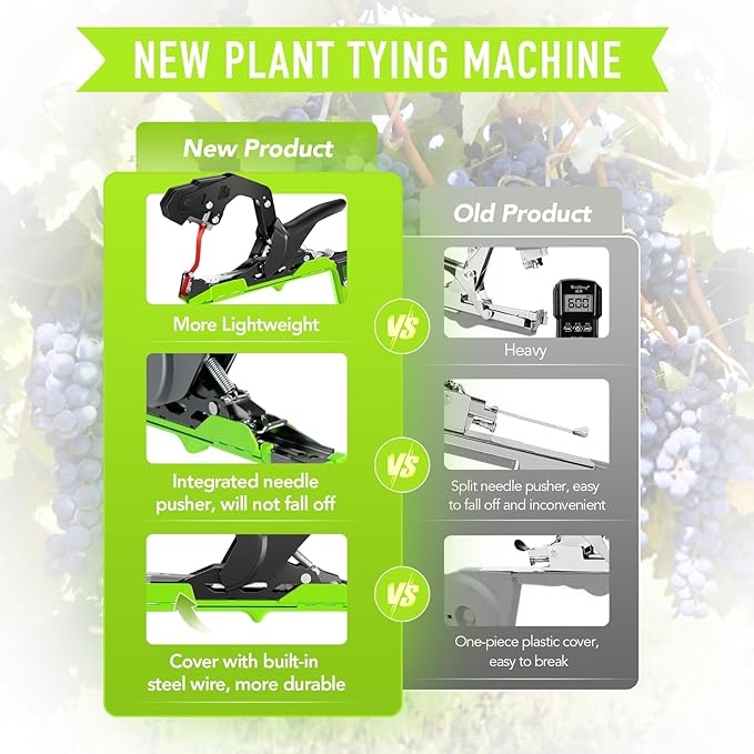 Plant Tying Machine, Upgraded Lightweight Plant Tape Gun to Tie Up Vine Quickly, Plant Tapener Tying Tool for Garden. Plant Tying Tool with 1 Blade 10000 Pcs Staples 20 Rolls Tape and 1 Glove (Green)