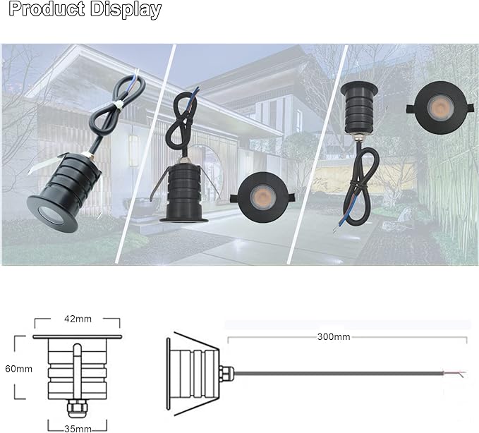 YASHIDA Recessed LED Deck Step Lights with Protecting Shell, In Ground Outdoor LED Landscape Lighting IP67 Waterproof,12V 24V Low Voltage for Garden,Yard Steps,Stair,Patio,Floor,Kitchen Decoration
