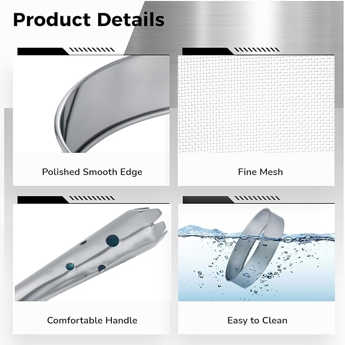 10 PCS Soil Sieve Set, Garden Potting Soil Sifter, 12 Inches Stainless Steel Riddle Sieve, Fine Mesh Soil Sieve, Soil Shovel and 8 Interchangeable Filter Mesh Sizes 2, 3, 5, 6, 7, 9, 10, 12mm