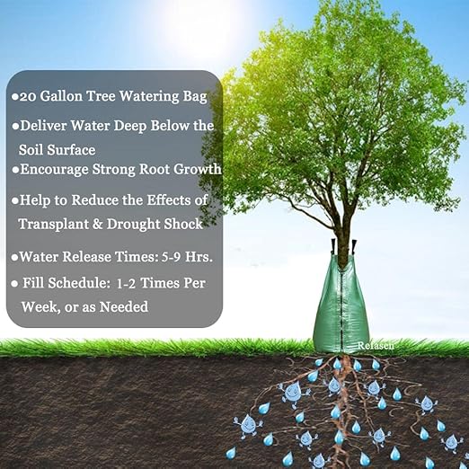Tree Watering Bag, 20 Gallon Water Bags for Trees Slow Release Drip Irrigation Bag for Trees (8 Packs)