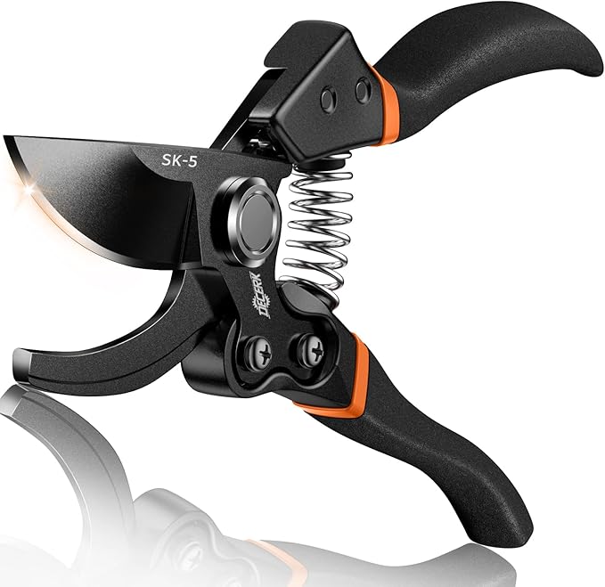 Pruning Shears for Gardening - DECERK 8.5" Professional Bypass Garden Scissors & Clippers for Branch Trimming, Super Sharp SK5 Blade, Ergonomic Handle, Gardening Gift Women Men - 2025 Heavy Duty Tools
