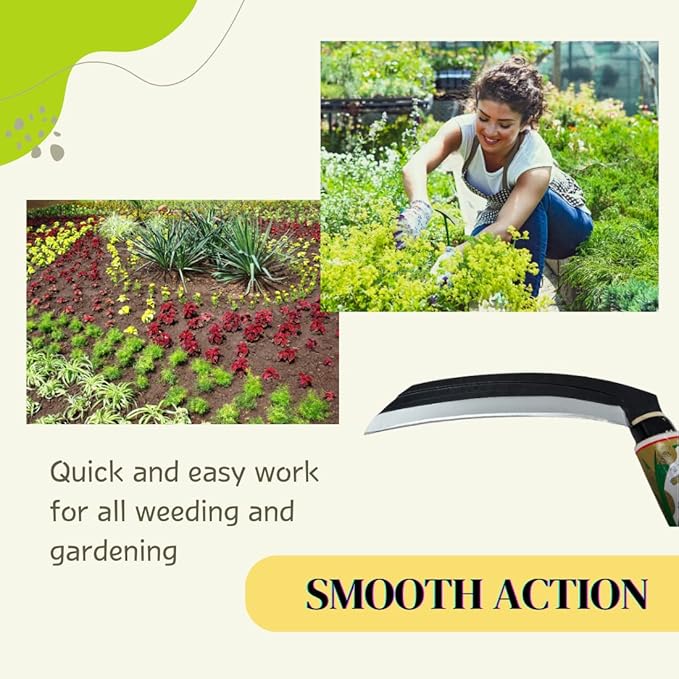 Japanese Weeding Sickle (Thin Blade) High Grade Steel Blade (Blue Steel No.2) Hand Tool for Gardening, Weeding and Farming, Light Weight, Blade Length 6.50inch