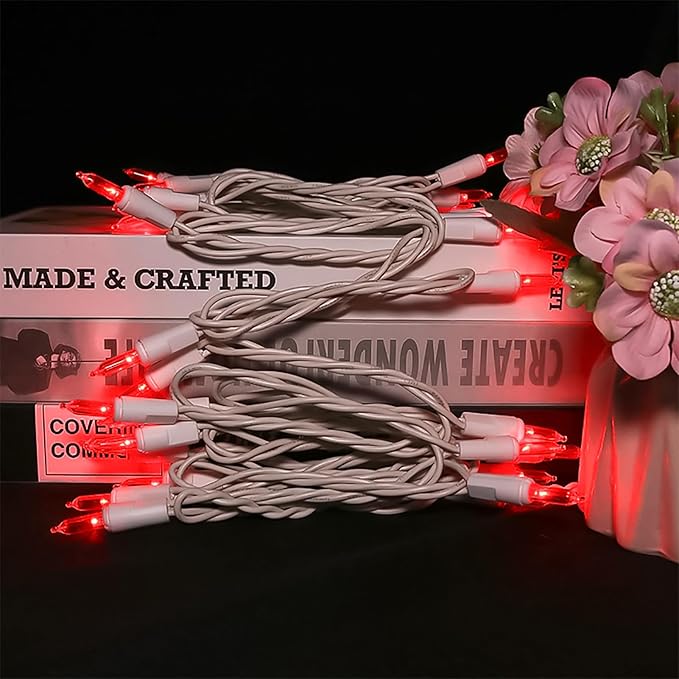 Red LED Christmas Lights - 35 Count Red Christmas String Lights for Small Tree, Crafts, Bedroom, Wedding, Indoor and Outdoor Valentines Day Decorations, 11 Feet White Wire, UL Certified, Connectable