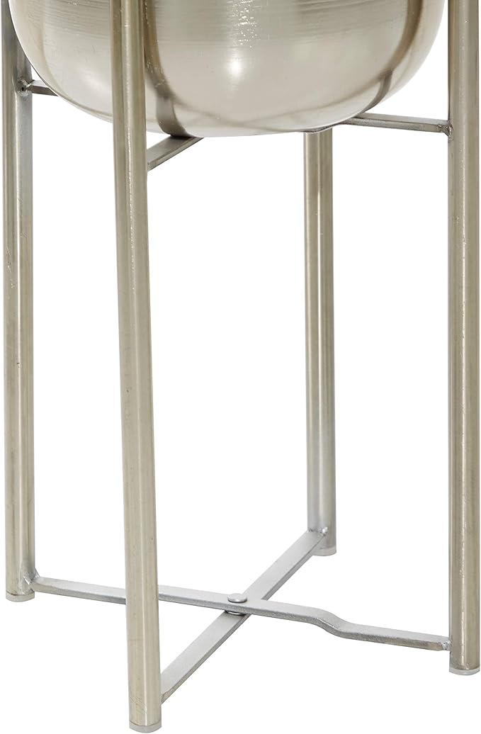 Deco 79 Glam Metal Planters with Stands, Set of 2, 19", 22" H, Silver (Pack of 3, 6 Count Total)