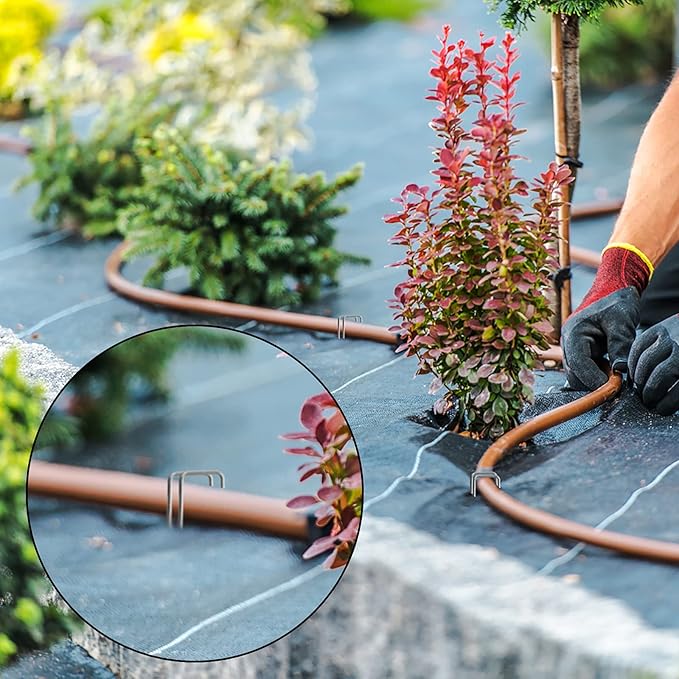 HongWay 360 Pack 6 Inch Landscape Staples, Galvanized Garden Staples 11 Gauge Ground Stakes Landscaping Fabric Pins Plant Cover Stakes Yard Staples for Lawn Fence Tent Hose Drip Irrigation Tube