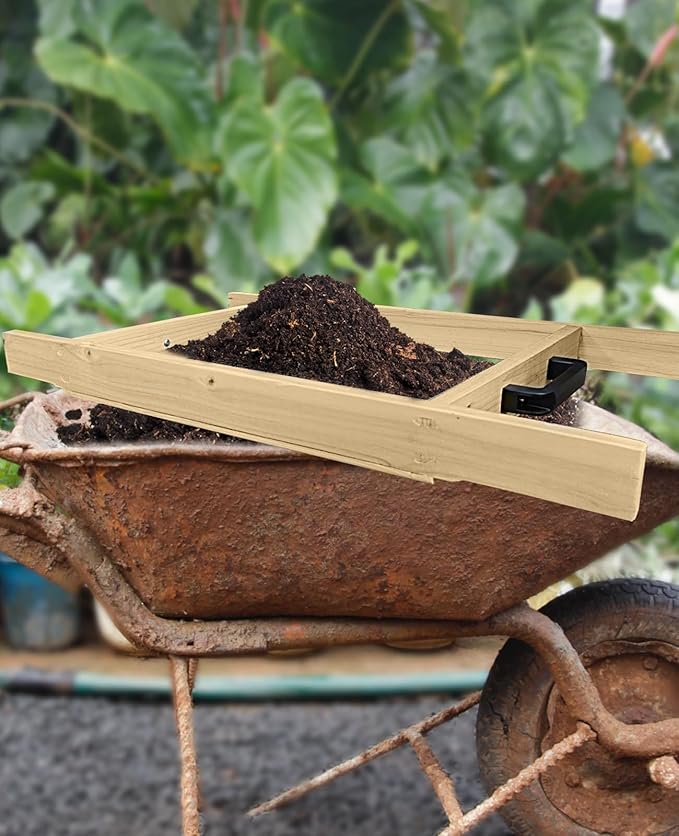 Large Soil Sifter, Dirt Sifter for Gardening, for Use in a Wheelbarrow, Compost Sifter, Garden Sieve for sifting Little Rocks/Top Soil/Peat Moss/Worm/Leaves/Loam Soil/Sand/Gravel (Mesh Screen 1/2")