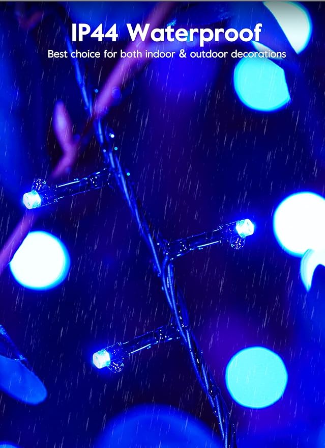 Christmas String Lights 66Feet 200 LED Twinkle Fairy Lights String with 8 Light Modes for Christmas Trees Garland Wreath Wedding Indoor Outdoor Holiday Decorations - Blue
