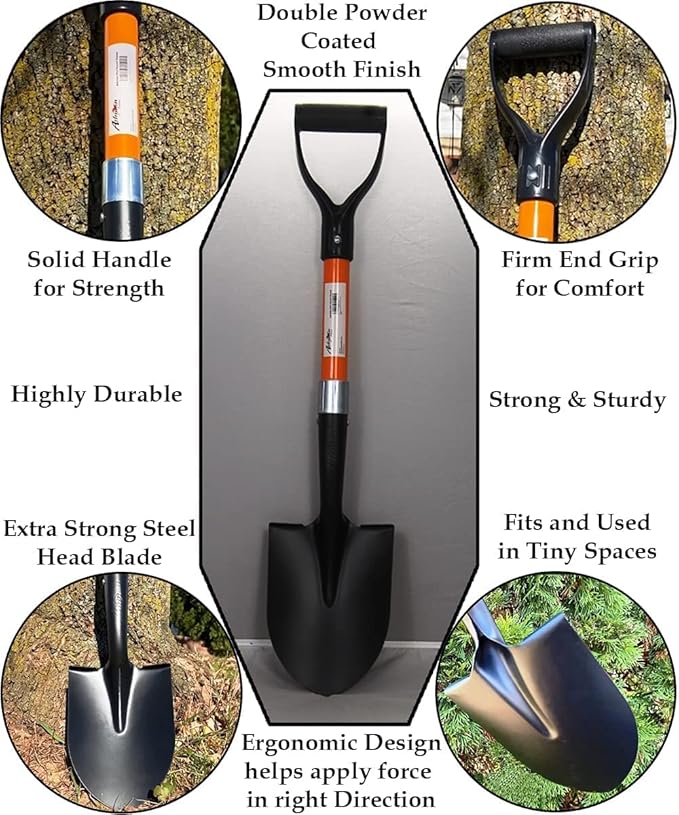 Ashman Short Handle Digging Shovel (6 Pack) Kids Beach Shovel, Shovel for Digging 27-inch with Sturdy Blade, Small Garden Shovel, Kids Snow Shovel, Shovels for Gardening with D- Handle Gardening Tools