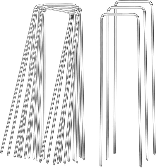 Landscape Staples, Galvanized Garden Stakes, U-Shaped Tent Stakes, 30 Pcs 6 Inch 11 Gauge Plant Cover Stakes, Anti-Rust Ground Sod Pins Yard Stakes for Landscape Weed Barrier Irrigation Tubing