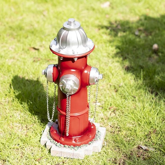 Fake Fire Hydrant for Dogs to Peed on, Dog Fire Hydrant Pee Post, 14.5" Backyard Decor Outdoor Statues Firefighter Gifts for Men (with Base Design)
