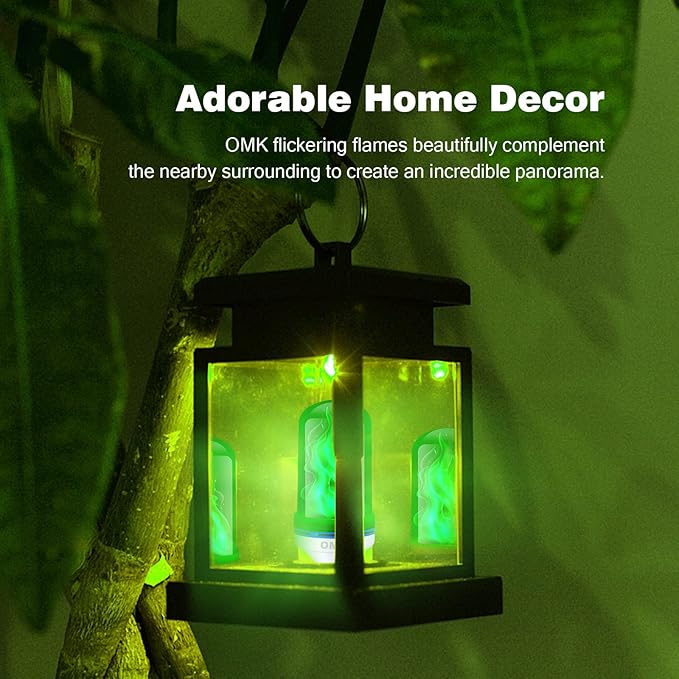 OMK - Christmas Decorations LED Flame Effect Light Bulbs - Upgraded 4 Modes Green Fire Simulated Lamps - Holiday/Christmas Gifts/Indoor/Outdoor Decoration Lights (2Pack)