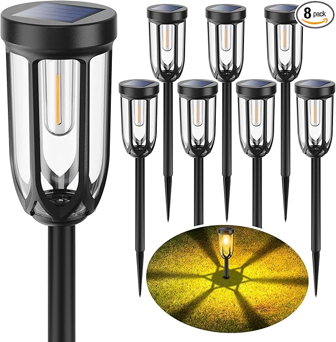 Solar Pathway Lights Outdoor 8 Pack, Solar Lights Outdoor Waterproof IP65, Bright Auto On/Off Driveway Patio Light, LED Solar Garden Lights Landscape Lighting for Walkway Lawn Yard