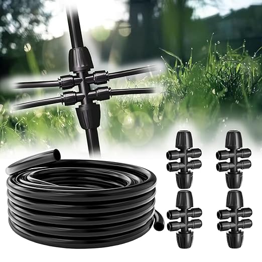 100 ft 5/16 "Dropper Blank Distribution Tube Irrigation Kit with 4Pack6 Fast Coupling Coupler for DIY Garden Irrigation System,Dropper and Drip Irrigation System kit (30 m)