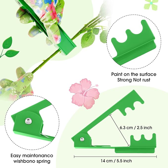 WILLBOND 10 Pcs Rose Thorn Stripper Tool Valentines Gifts Florist Supplies Rose Thorn Remover Kit Garden Remover for Flower Stripper Kit Florist Tool, Floral Gloves Tape(Green,Flower)