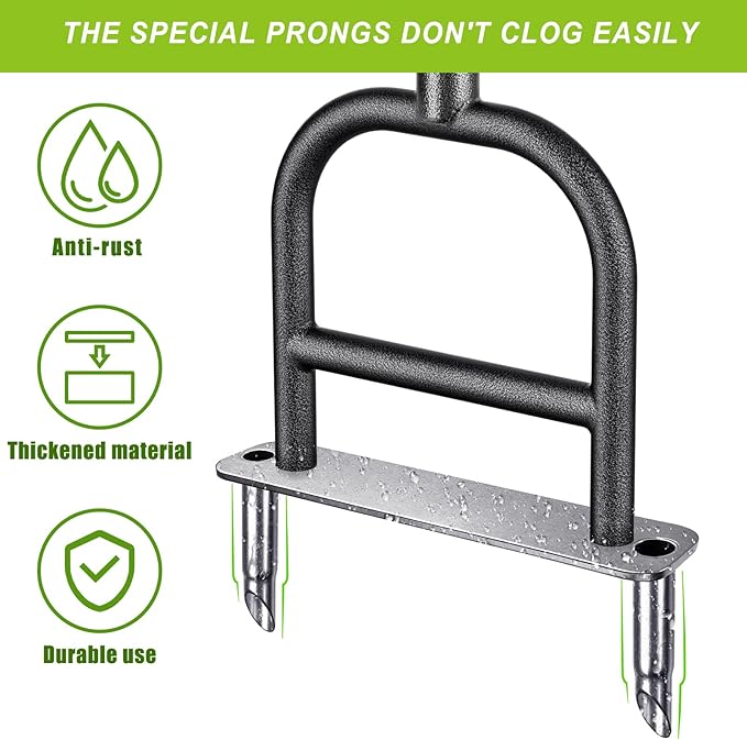 Dolibest Lawn Coring Aerator, Manual Lawn Aerator, 2 Stainless Steel Corer Plug Aerator with Soft Rubber Grip, Pre-Assembled Manual Grass Aerating Tool & Cleaning Hand Tool for Improving Lawn Health