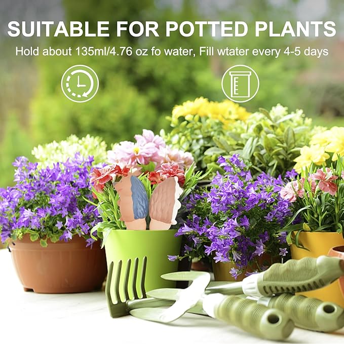 Self Watering Planter Insert Terracotta Watering Spikes Premium Plant Watering Devices Irrigation Dripper Self Watering Spikes Automatic Plant Accessories 4 Packs