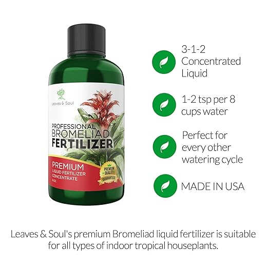 Professional Liquid Bromeliad Plant Fertilizer | 3-1-2 Concentrate for Plants and Flowers | Multi-Purpose Blend & Gardening Supplies | 8 oz Bottle