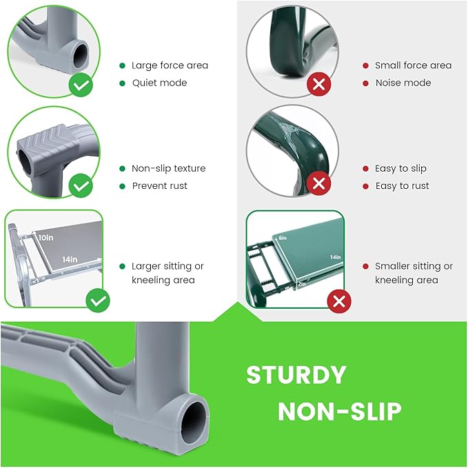 Upgraded Garden Kneeler and Seat, Garden Stool with Thicken & Widen Soft Kneeling Pad, Heavy Duty Gardening Stool with 2 Garden Tool Bags & 4 Garden Tools, Gardening Gifts for Women Mom Men Seniors