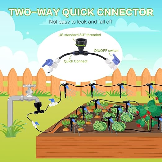 Depel Drip Irrigation Kit,49ft Quick Connect Garden Watering System Raised Bed Watering System Automatic Irrigation System with 1/4"Tubing, Sprinkler Nozzles for Greenhouse Patio Plants