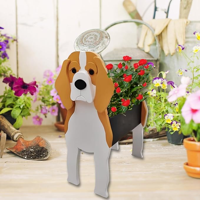 Beagle Dog Planter Plant Pots,Cute Garden Dog Flower Planter,Dog Planters Birthday Gifts for Women,Office,Indoor/Outdoor Decor（9.45 * 6.77 * 13.46in）
