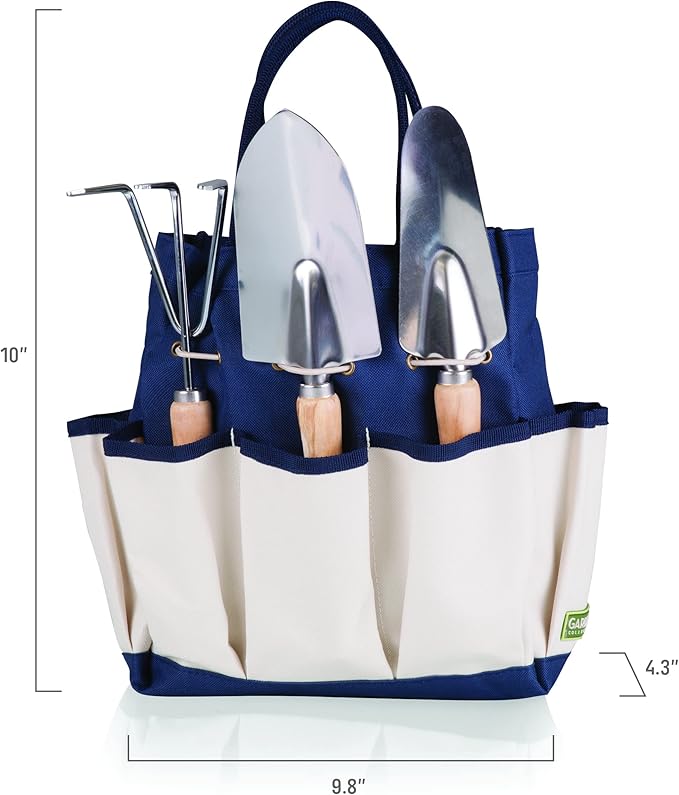 PICNIC TIME Star Wars Mandalorian Grogu Garden Bag with Tool Set, Garden Tool Organizer Bag, Gardening Tools Gifts for Women and Men, (Navy Blue with Beige Accents)