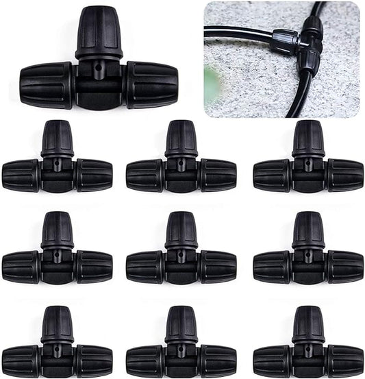 Kalolary Barbed Tee for 5/16 Inch Irrigation Tube, 20PCS Anti-Drop Drip Irrigation Hose Fittings for 8/12mm PE Pipe Micro Spray Lock Drip Irrigation Parts Connectors 3-Way Adapter Watering System