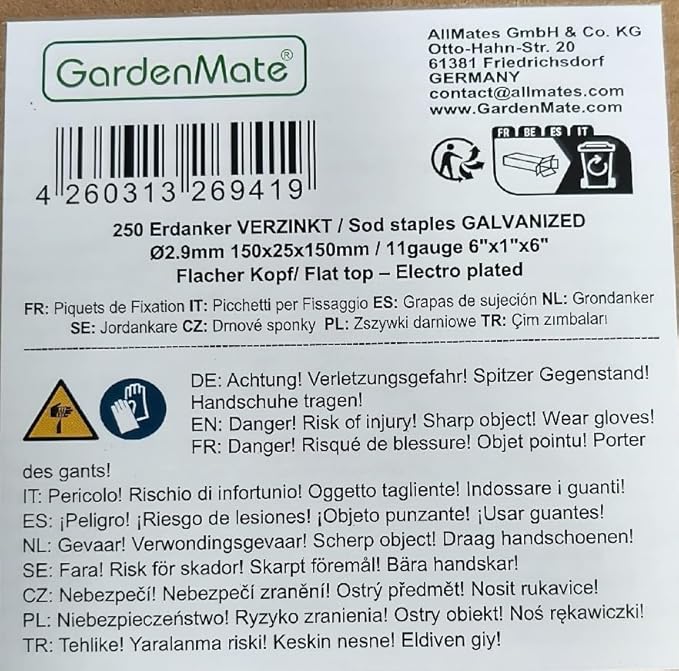 250-Pack Anti-Rust 6'' 11 Gauge Heavy-Duty Flat-Top U-Shaped Garden Stakes Staples Spikes Pins Pegs - Ground Stakes for Anchoring Landscape Fabric