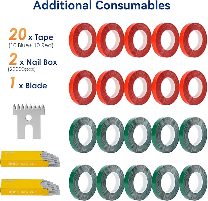 Upgraded Plant Tying Machine, Lightweight Plant Type Gun with 20 Rolls Tapes, 20000Pcs Staples to Tie Up Vine, Plant Tying Tool with SK5 Blade Replacement for Tomato, Cucumber, Grape (Green)