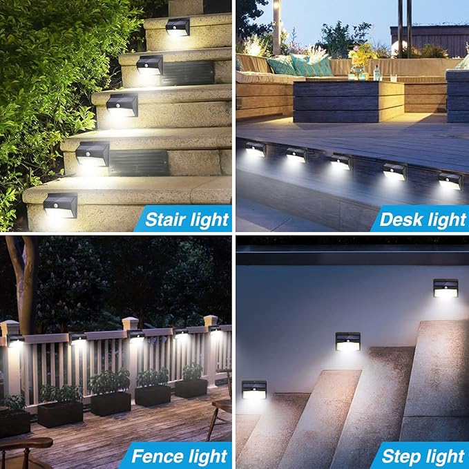 Solar Outdoor Lights - 138 LED, 15 Packs with Motion Sensor & 3 Lighting Modes - Waterproof, Solar Powered for Garden, Fence, Yard, Deck & Garage