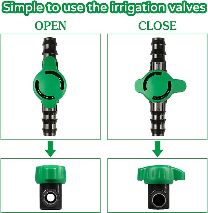 6 PCS Irrigation Barbed Ball Valve Fits for 1/2 Inch Drip Tubing, Drip Line Parts Shut Off Valve for Drip Irrigation and Aquariums