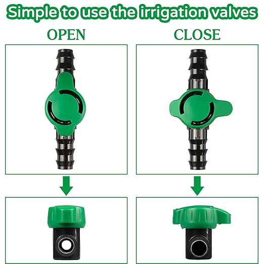 12 PCS Irrigation Barbed Ball Valve Fits for 1/2 Inch Drip Tubing, Drip Line Parts Shut Off Valve for Drip Irrigation and Aquariums