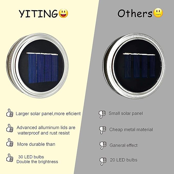 Mason Jar Solar Lights 10 Pack 30 LED Outdoor Solar Firefly Lights, Solar Fairy String Lids Lights,Waterproof Mason Solar Lights with Hangers for Regular Mouth Jars Christmas Gifts(Jars Not Included)