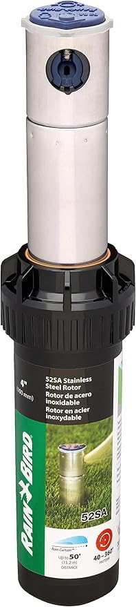 Rain Bird 52SA Simple Adjust Stainless-Steel Gear Drive Rotor, Adjustable 40° - 360° Pattern, 25' - 50' Spray Distance