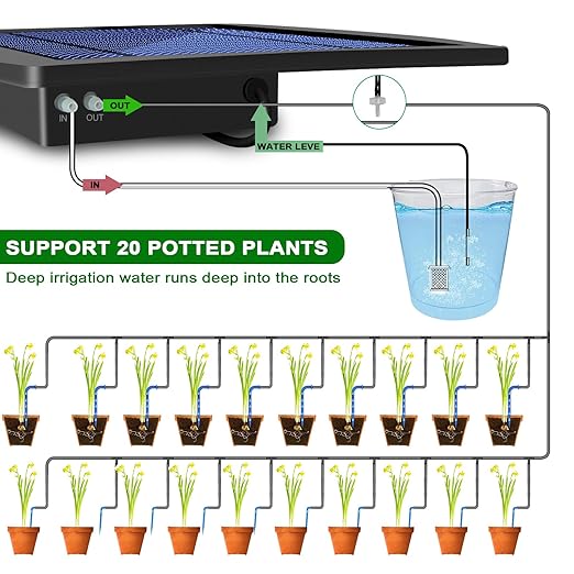 Solar Drip Irrigation Kit Accessories, 32.8FT Solar Powered Auto Easy DIY Irrigation System Expansion Kit with Anti-Siphoning Device for Balcony Patio & Garden