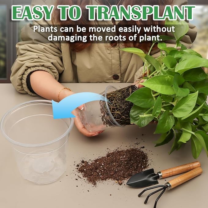 30 Pack 7/6/5/4/3 Inch Clear Nursery Pots for Plants, Flexible Plastic Plant Pots with Drainage Holes, Transparent Seed Starter Pots Variety Pack for Succulents, Seedlings, Flowers, Vegetable