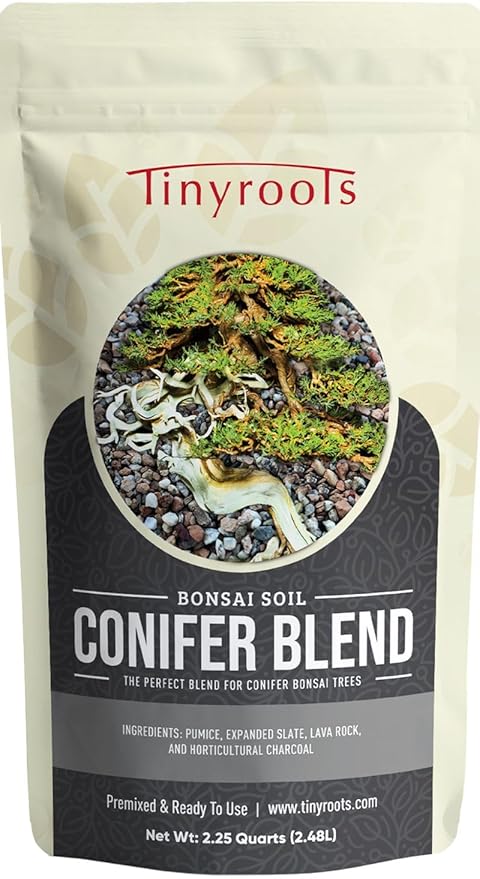 Tinyroots Conifer Bonsai Soil Blend – 2.25 Quarts - Formulated and Pre-Mixed for Junipers, Japanese Black Pines, White Pines, Cedar, Cypress and All Other Conifers