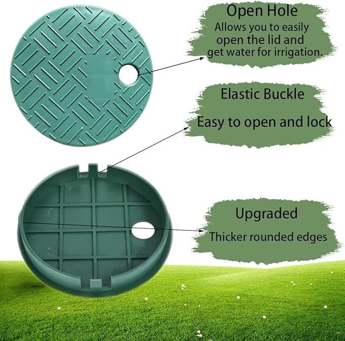 2PCS Sprinkler Valve Cover Irrigation Valve Box Cover Lid for Sprinkler Irrigation System Round Valve Overlapping Covers for Garden Outdoor Lawn Yard Sprinkler(6in)