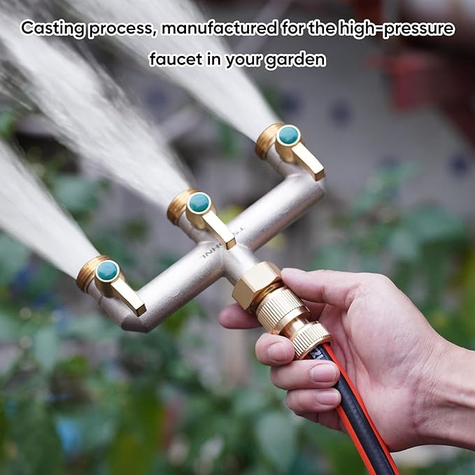 3/4-Inch Garden Hose splitter - Designed for installing multiple irrigation system timers - Suitable for high water pressure faucet manifolds - Freeze and rust resistant Full Flow 3-way valve