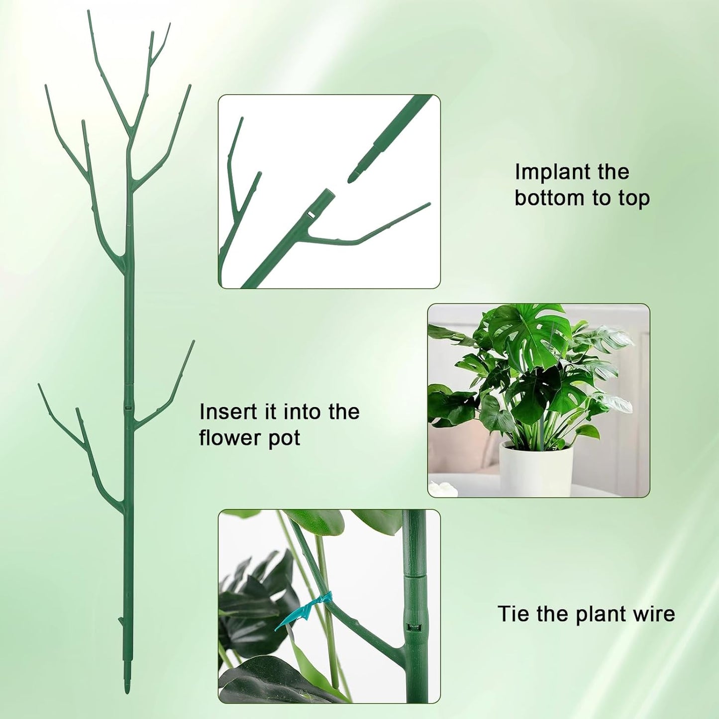 5 Pack Stackable Plant Support Stakes, Climbing Plant Support Structures for Monstera, Pothos, Philodendron Garden Plant Stakes for Indoor Outdoor Plants