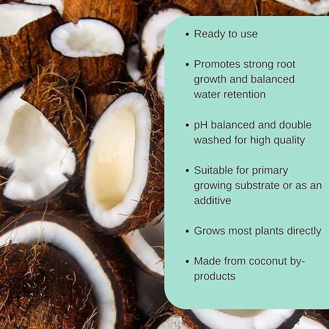 Loose Coconut Coir Mix (8 Quarts), Coconut Coir for Home Gardening - All Natural Soil additive - pH Balanced and Double Washed Coco Peat