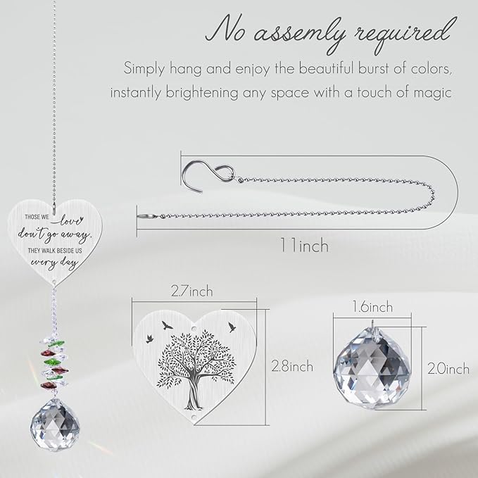 Memorial Crystal Suncatcher,Memory Gifts for Loss Loved Ones,in Loving Memory Gifts,Bereavement Gift Idea,Hanging Crystals Ornament for Window Rainbow Maker Prisms Home Decor Gift