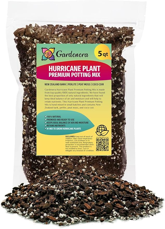 Moisture-Retaining Hurricane Plant Potting Mix - Promotes Healthy Root Growth and Thriving Foliage - 5 Quart