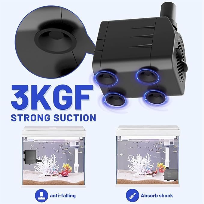 Submersible Pump 198GPH (800 L/H 15W) Ultra Quiet with Dry Burning Protection 5.2ft High Lift for Fountains, Hydroponics, Ponds, Aquariums & More…